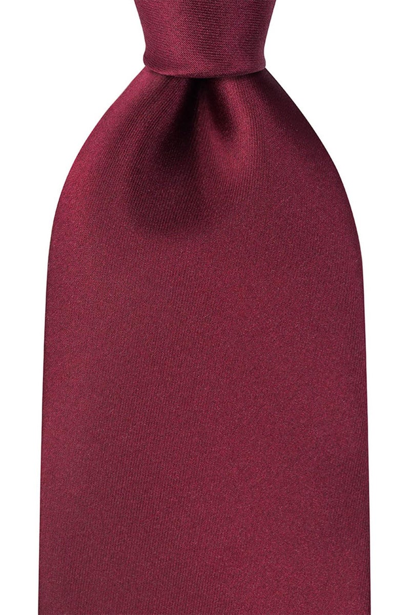KissTies Mens Burgundy Red Satin Tie Solid Maroon Wedding Necktie + Gift Box - Image 2